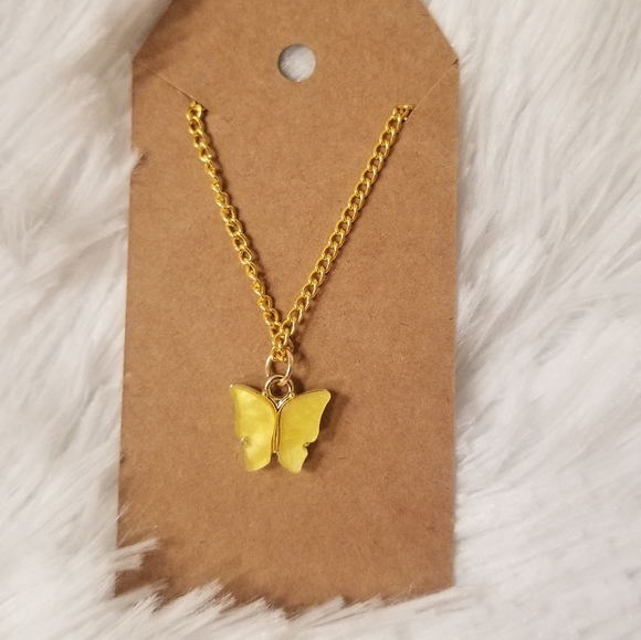 Yellow Butterfly Necklace - Picture 1 of 7